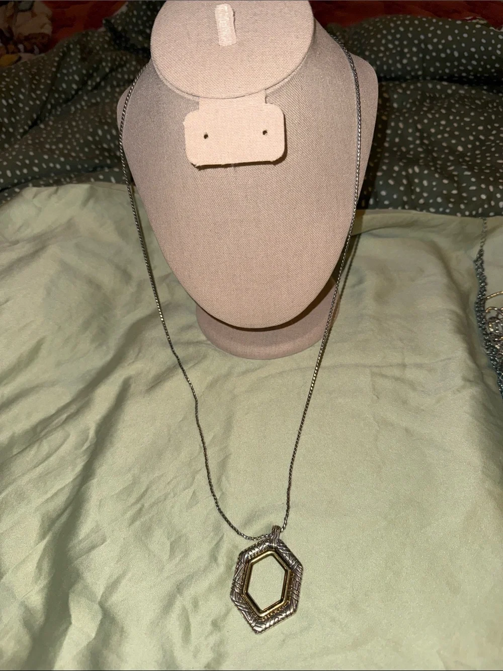 Brighton Hexagonal Silver-Tone Pendant Necklace with Pale Yellow Inset